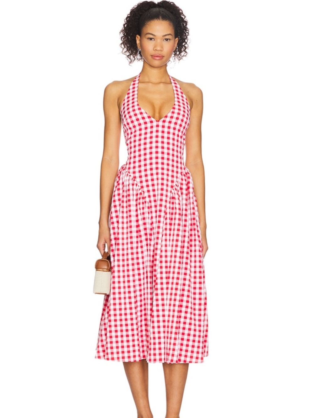 Lottie Halter Dress in Red Gingham